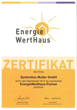 Zertifikat EnergieWertHaus